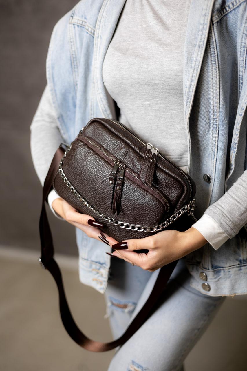 Handmade Genuine Leather Flotar Crossbody Bag Chocolate Gift for Her