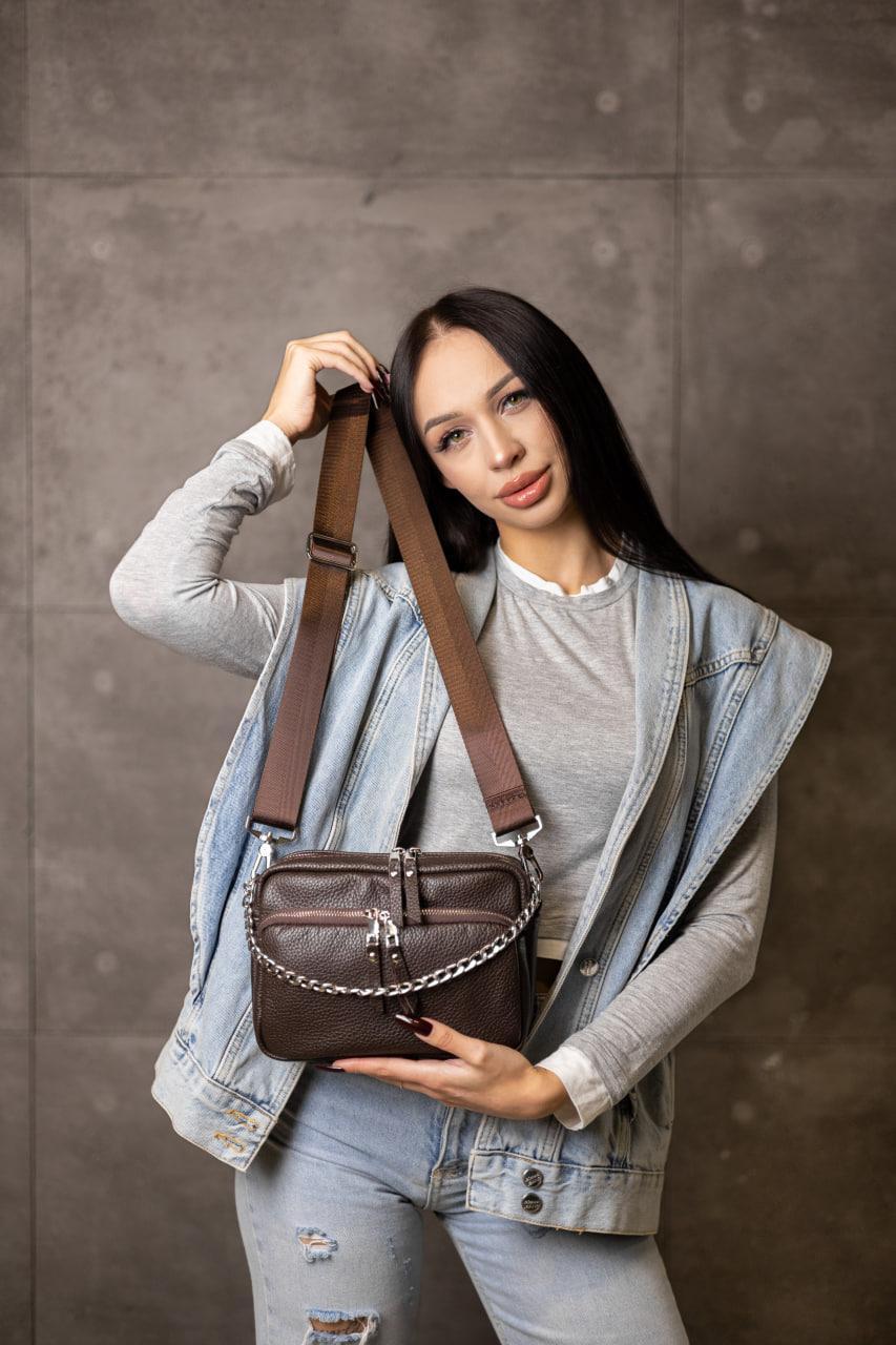 Handmade Genuine Leather Flotar Crossbody Bag Chocolate Gift for Her