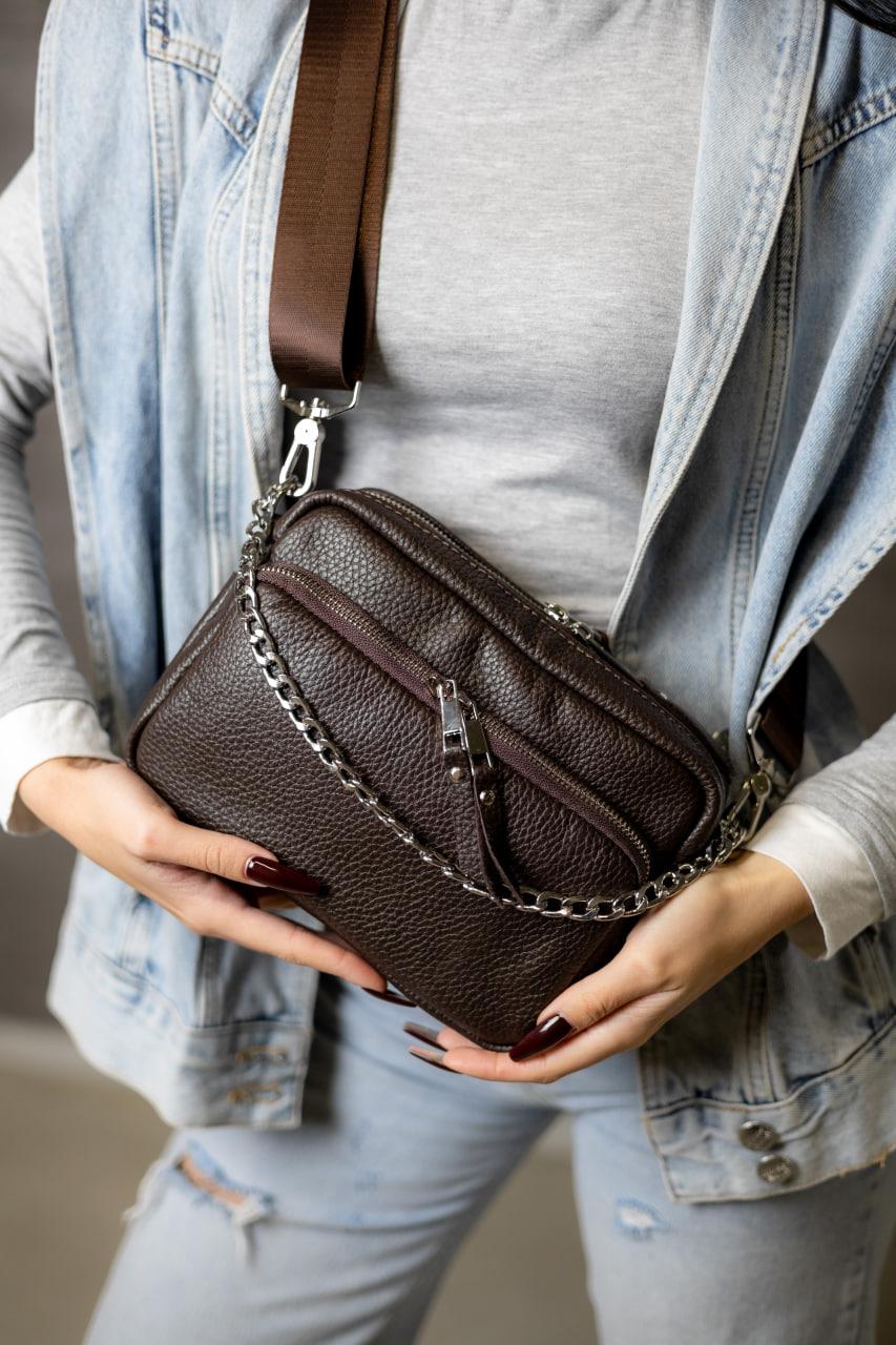 Handmade Genuine Leather Flotar Crossbody Bag Chocolate Gift for Her