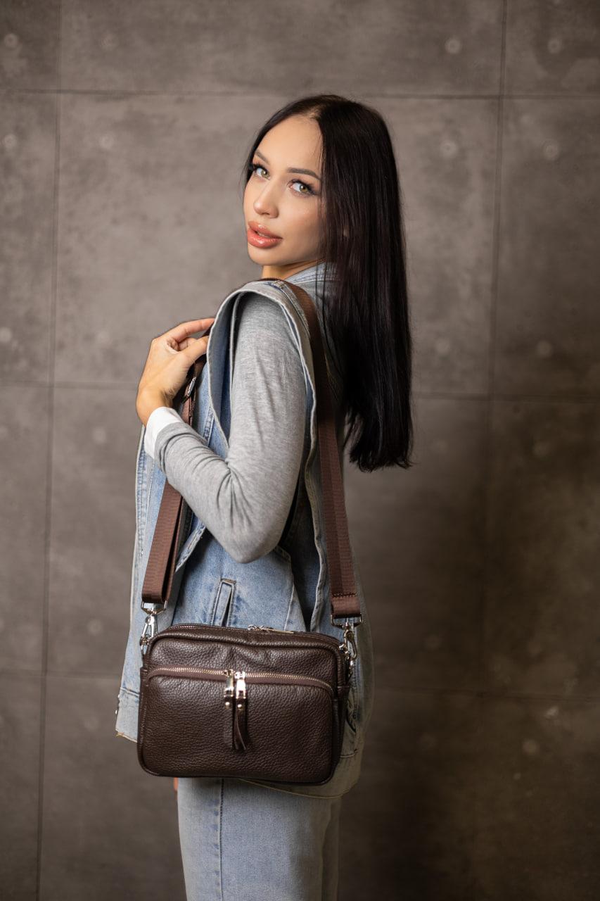 Handmade Genuine Leather Flotar Crossbody Bag Chocolate Gift for Her