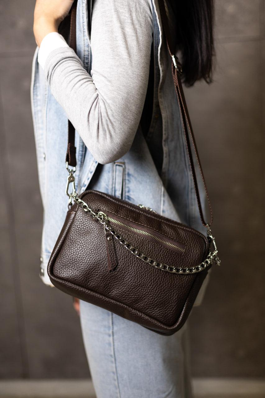 Handmade Genuine Leather Flotar Crossbody Bag Chocolate Gift for Her