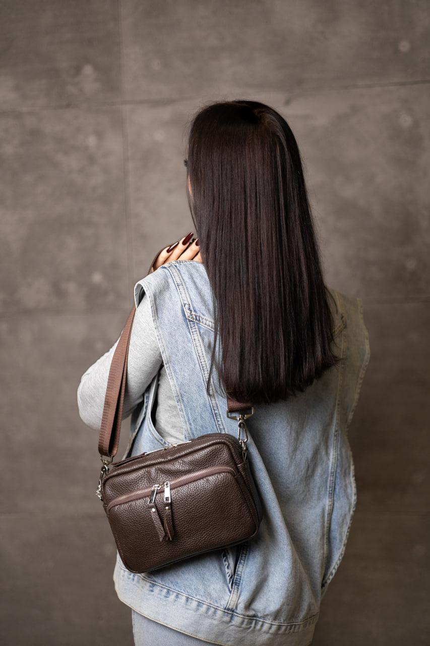 Handmade Genuine Leather Flotar Crossbody Bag Chocolate Gift for Her