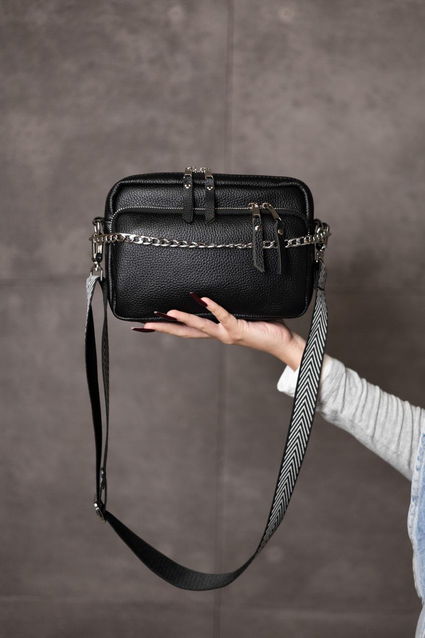 Handmade Womens Genuine Leather Flotar Crossbody Bag Black Gift For Her