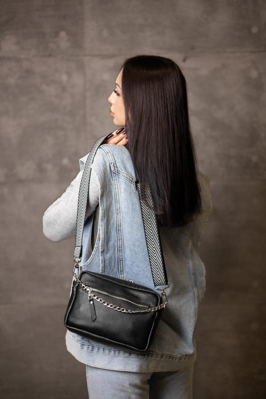 Handmade Womens Genuine Leather Flotar Crossbody Bag Black Gift For Her