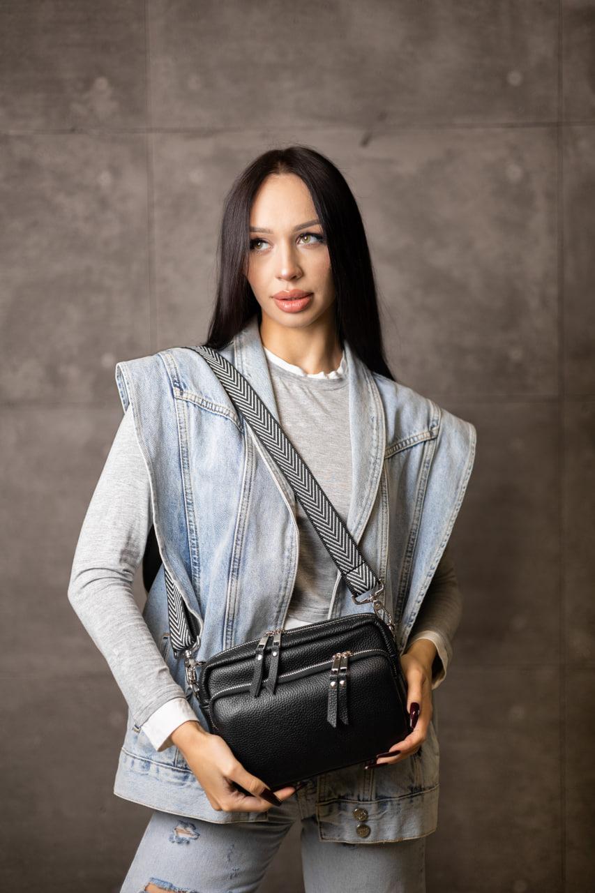 Handmade Womens Genuine Leather Flotar Crossbody Bag Black Gift For Her