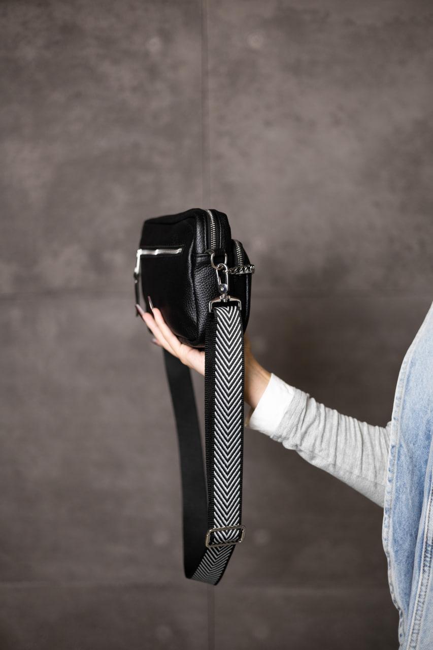 Handmade Womens Genuine Leather Flotar Crossbody Bag Black Gift For Her