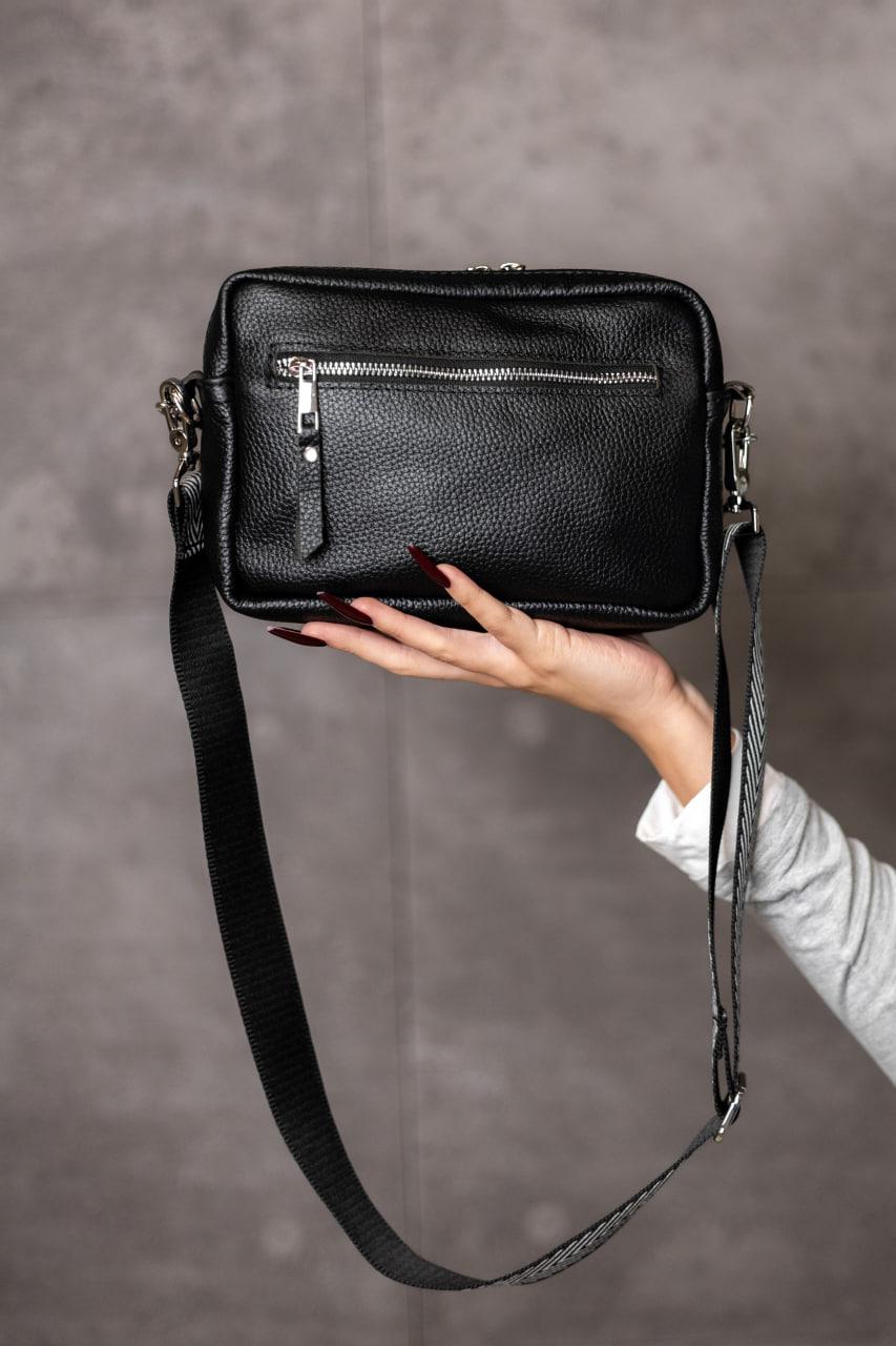 Handmade Womens Genuine Leather Flotar Crossbody Bag Black Gift For Her