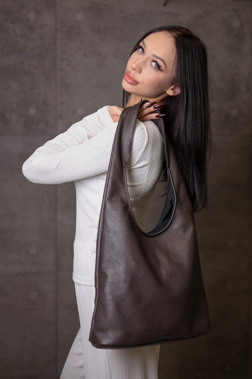 Handmade Womens Leather Shopper Tote Chocolate Flotar Genuine Leather Shoulder Bag Gift for Her