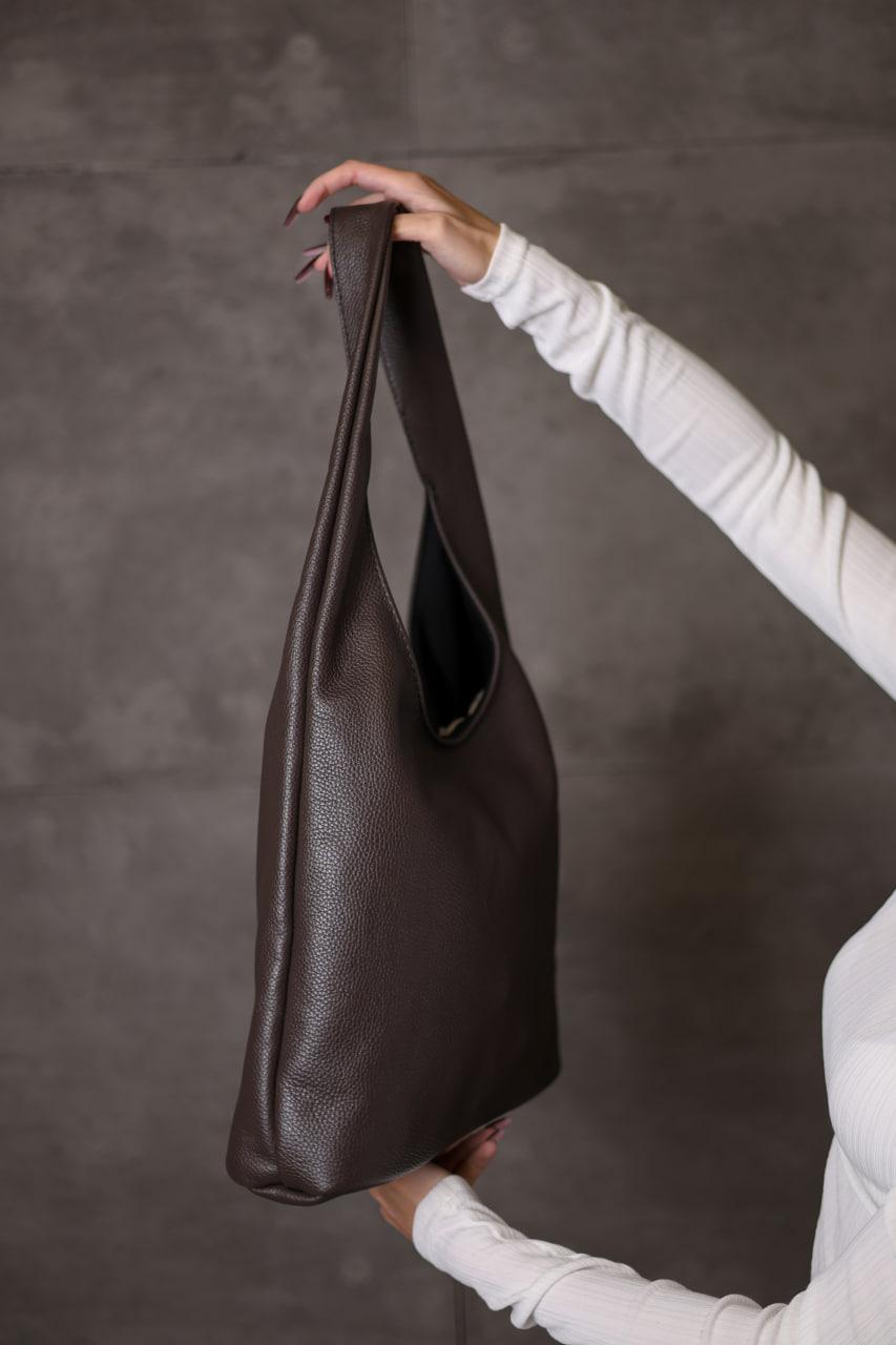 Handmade Womens Leather Shopper Tote Chocolate Flotar Genuine Leather Shoulder Bag Gift for Her