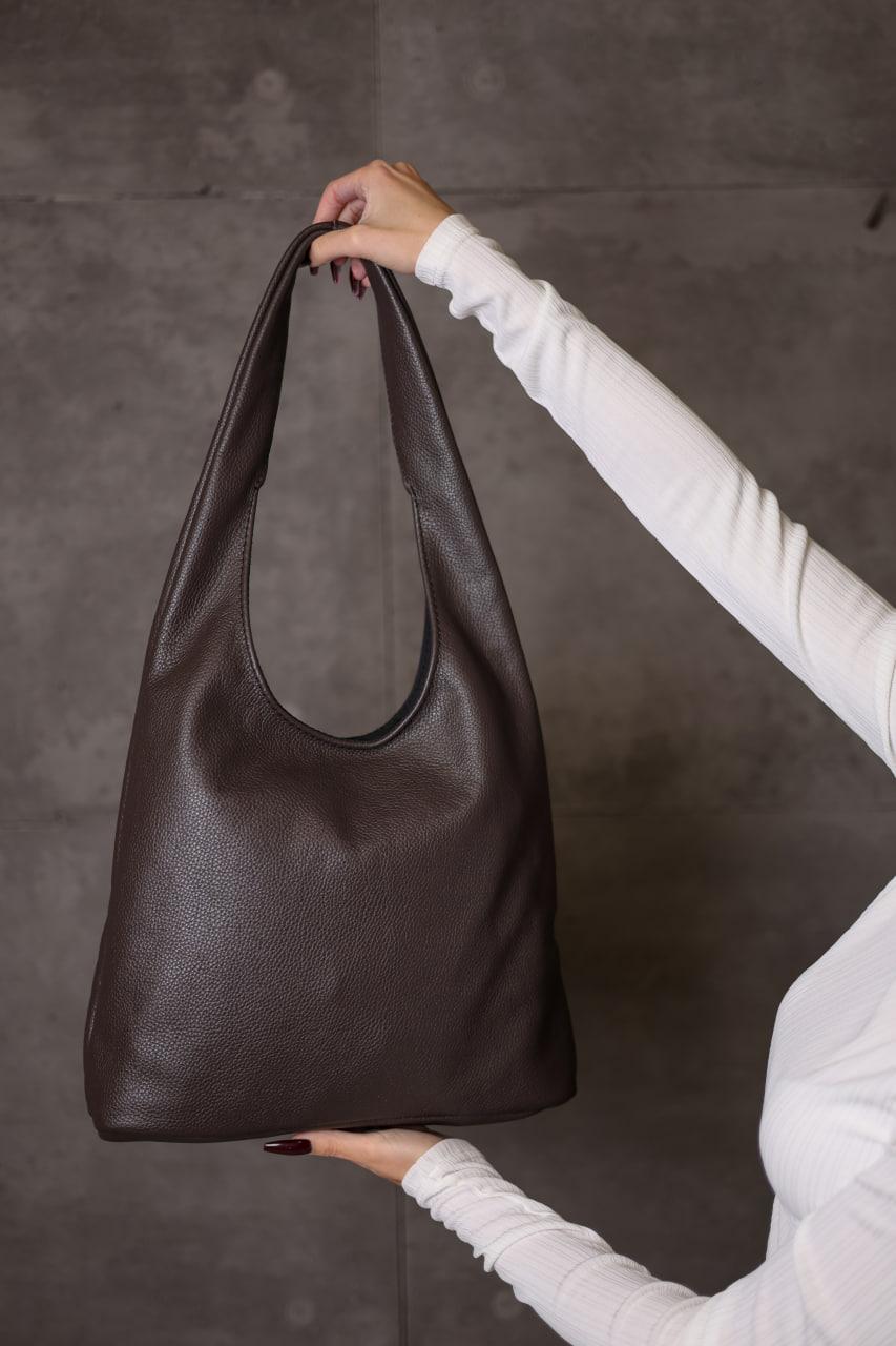 Handmade Womens Leather Shopper Tote Chocolate Flotar Genuine Leather Shoulder Bag Gift for Her
