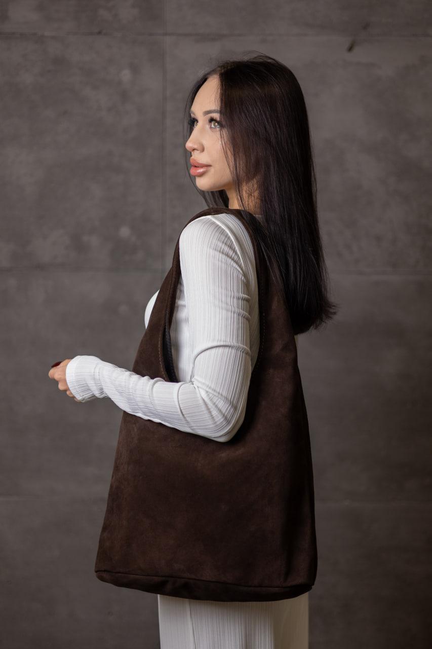 Handmade Chocolate Suede Womens Shopper Bag Gift for Her