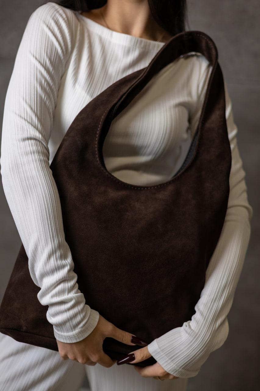 Handmade Chocolate Suede Womens Shopper Bag Gift for Her
