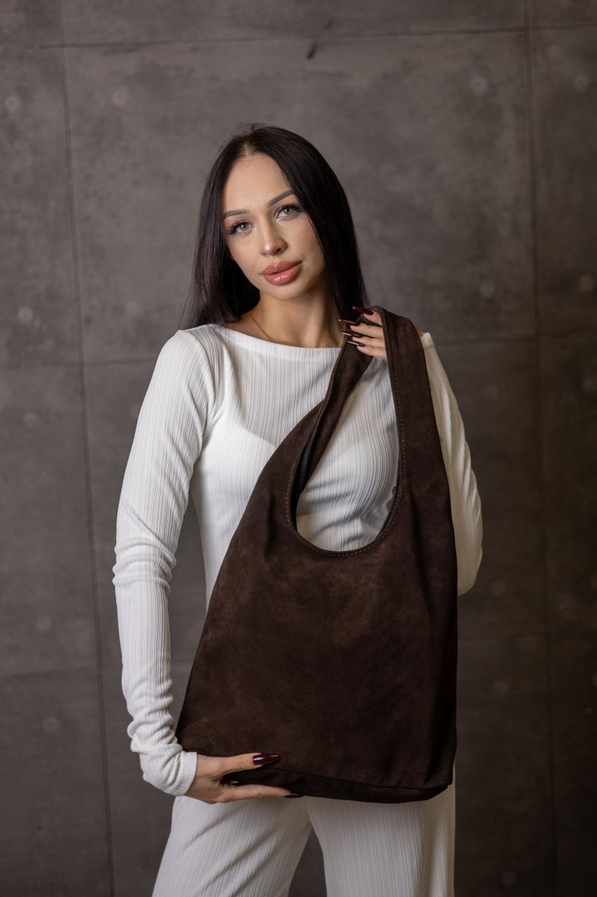 Handmade Chocolate Suede Womens Shopper Bag Gift for Her