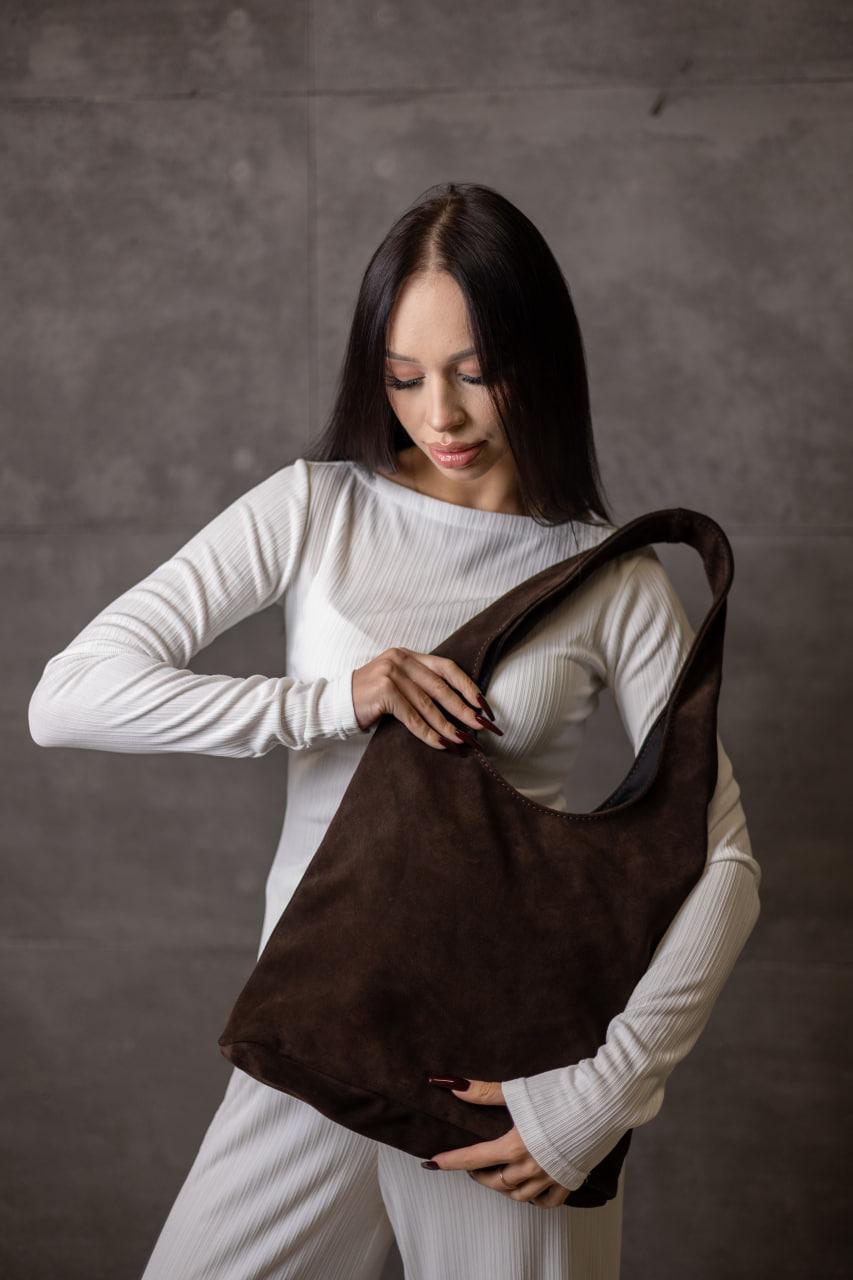 Handmade Chocolate Suede Womens Shopper Bag Gift for Her