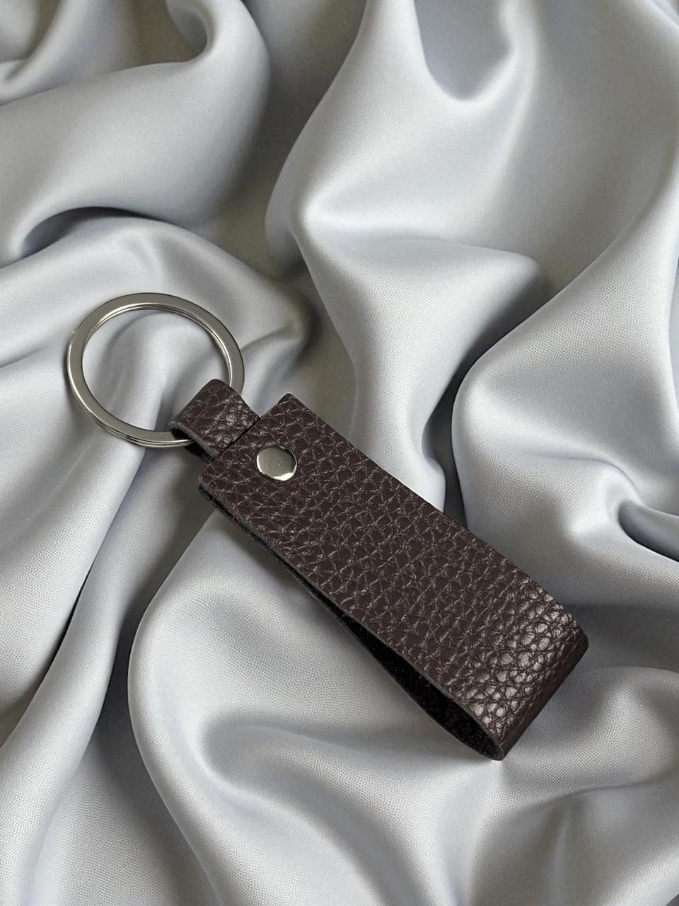 Handmade Grain Leather Keychain Gift For Him Leather Keyring Durable Metal Ring