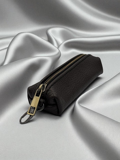 Handmade Genuine Grain Leather Key Holder Premium Zippered Key Case Gift for Him