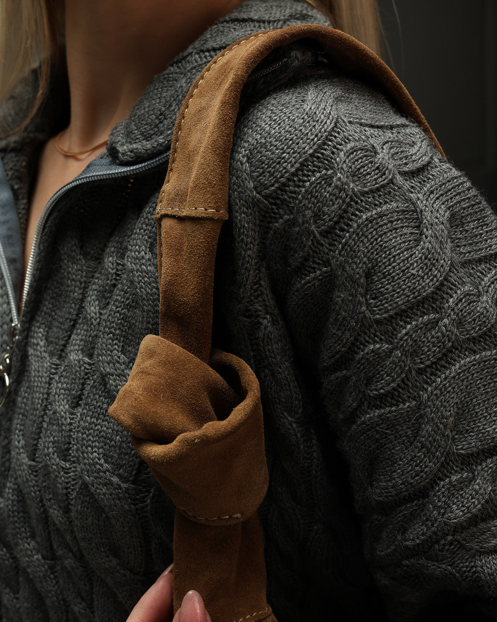 Handmade Suede Hobo Bag Cappuccino Gift for Her Everyday Shoulder Bag