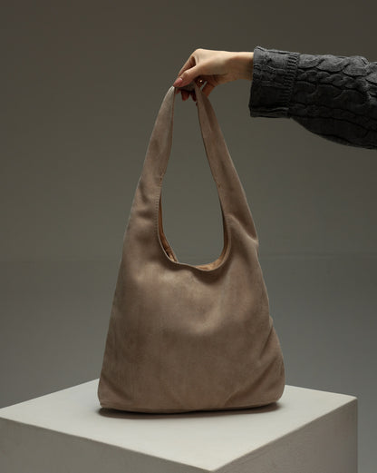 Handmade Beige Suede Shopper Bag Womens Tote Gift for Her