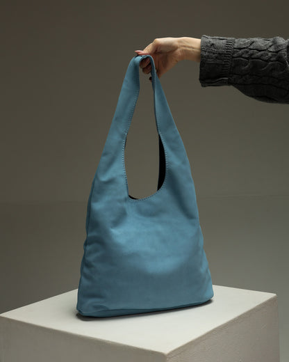 Handmade Womens Blue Suede Shopper Bag Gift For Her Suede Tote Shoulder Bag