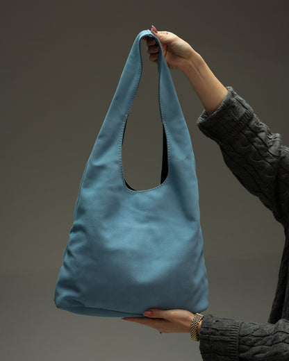 Handmade Womens Blue Suede Shopper Bag Gift For Her Suede Tote Shoulder Bag