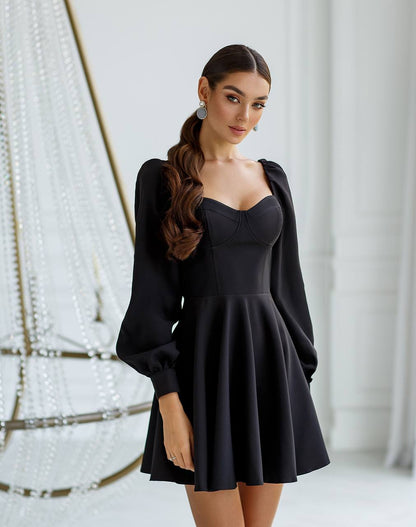 Off Shoulder Dress with Cups Premium Suiting Crepe Diagonal