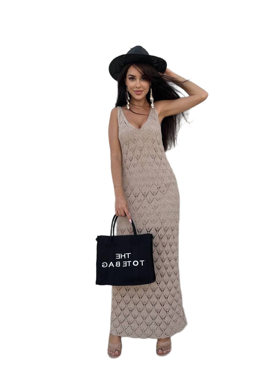 Elegant Lace Knit Dress for Women with Lining