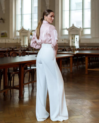 Premium Crepe Diagonal Suiting Pants with Corset Waistband for Women
