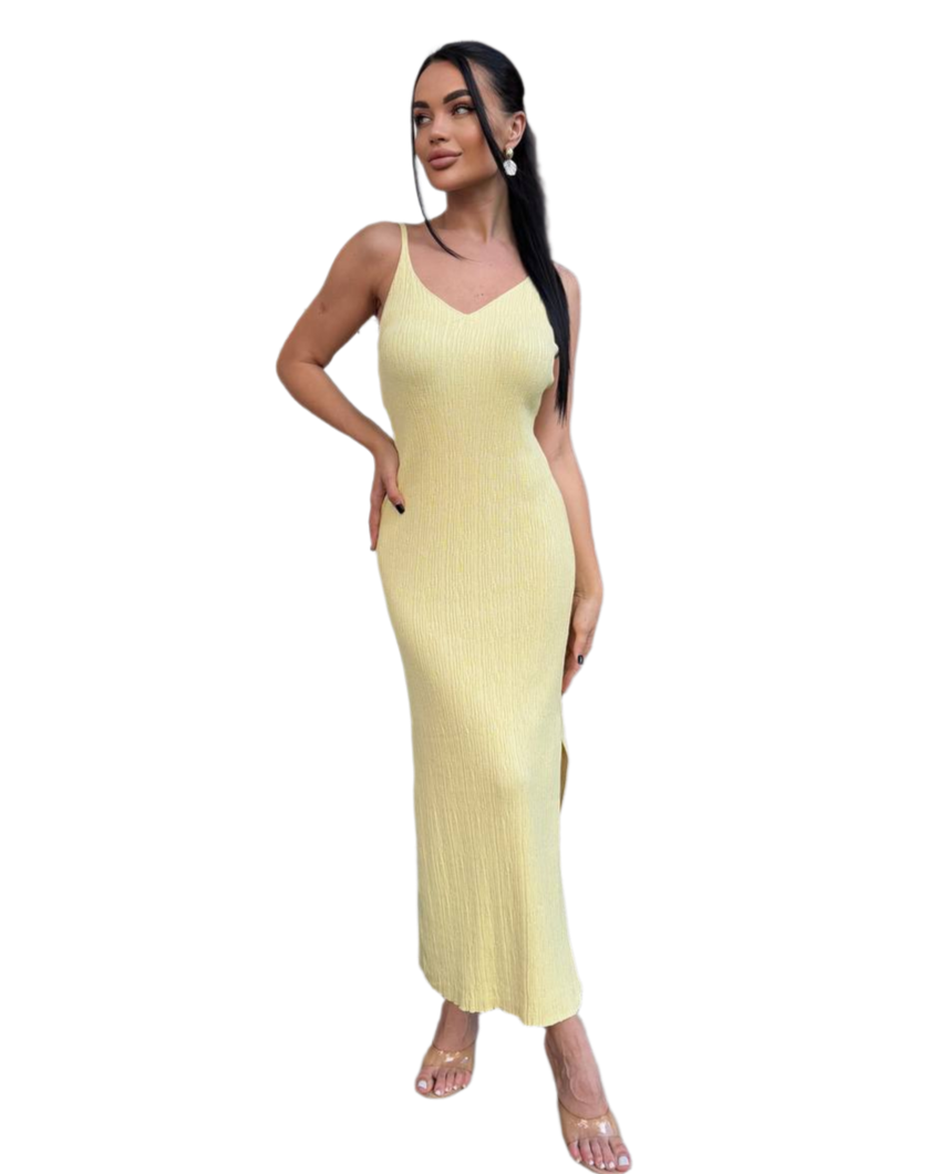Alice Womens Yellow Knitted Midi Dress Stretchy Comfortable Fit