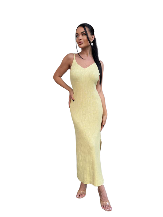 Alice Womens Yellow Knitted Midi Dress Stretchy Comfortable Fit