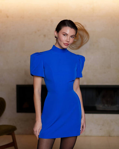 Mini Dress for Women in Premium Suit Crepe Diagonal Fabric