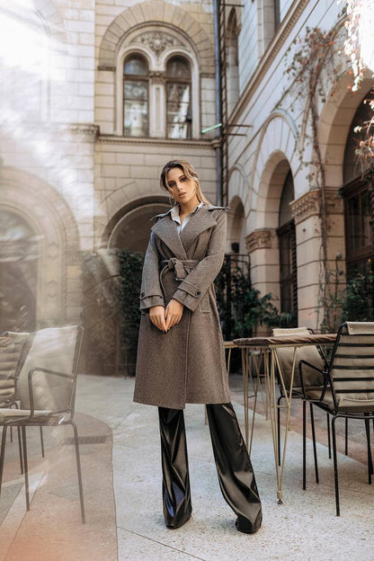 Elegant Wool Coat with Long Length and Belted Waist for Stylish Fall Wardrobe