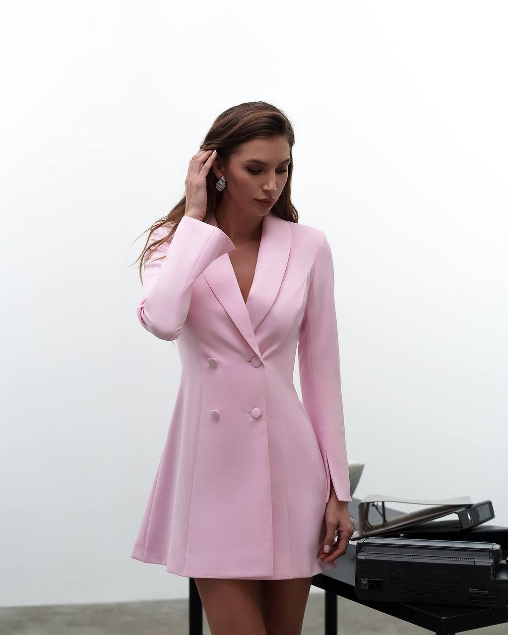 Elegant Premium Diagonal Crepe Blazer Dress for Women