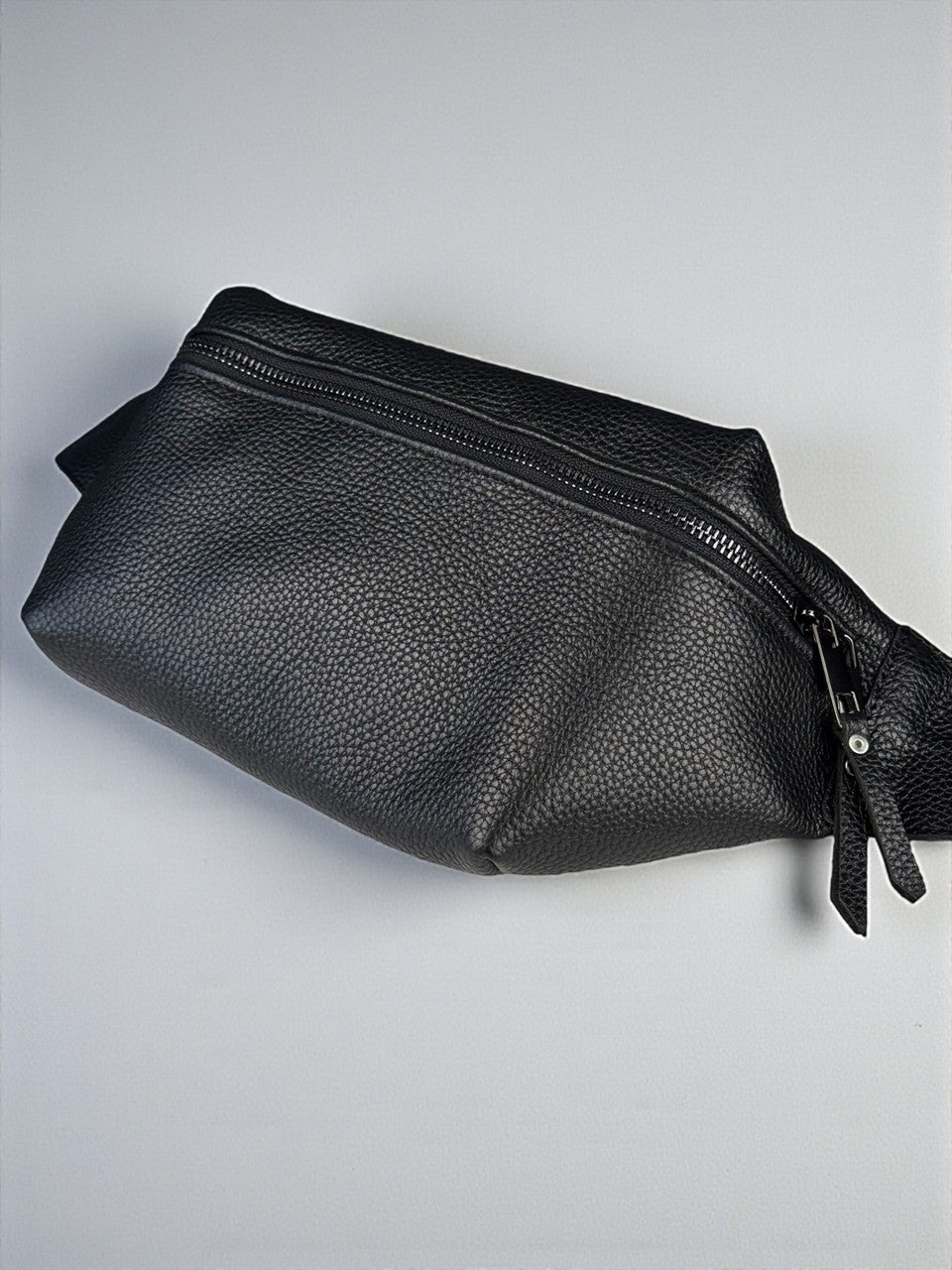 Handmade Mens Black Leather Waist Bag Fanny Pack Belt Bag Gift for Him