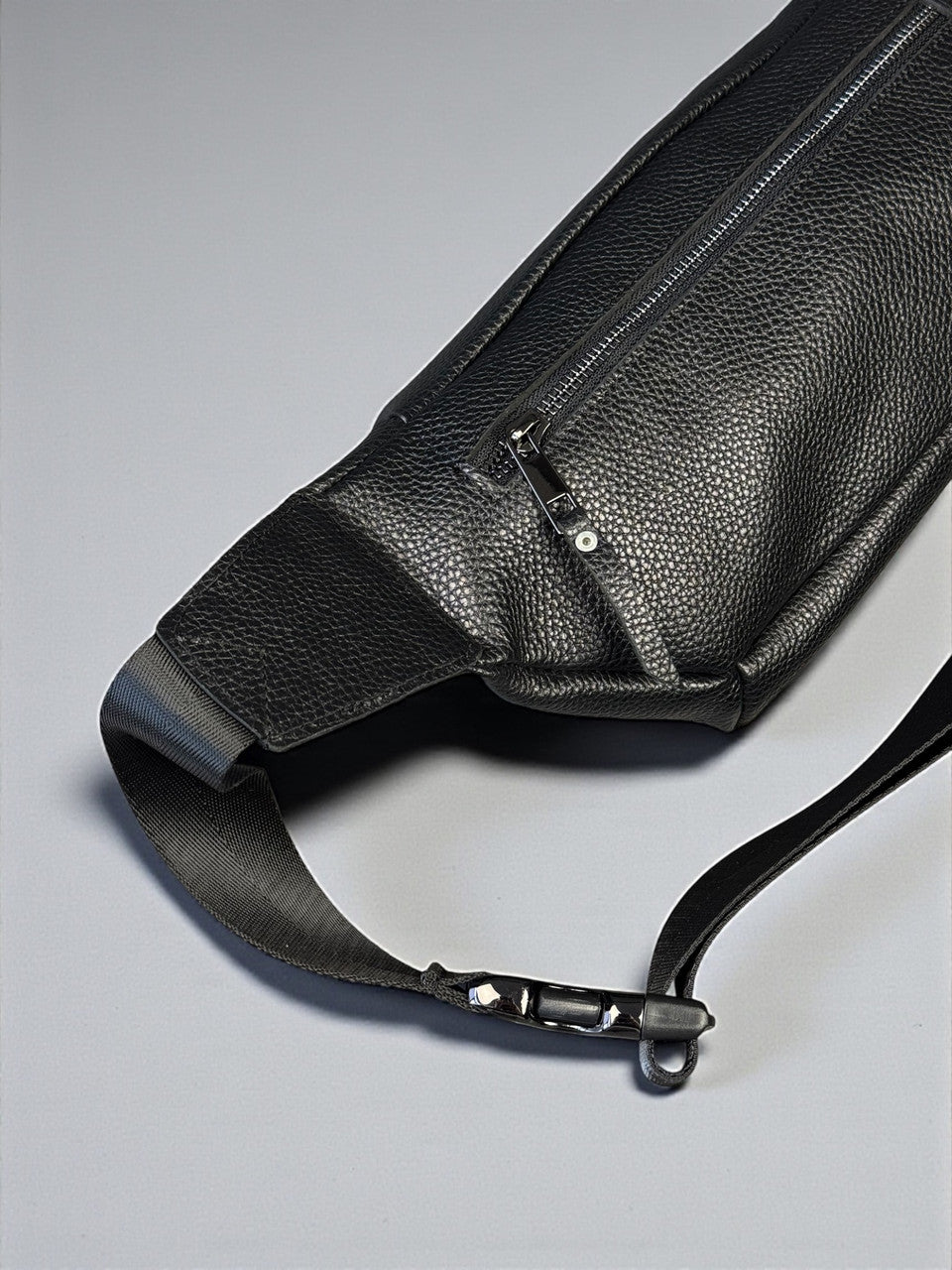 Handmade Mens Black Leather Waist Bag Fanny Pack Belt Bag Gift for Him