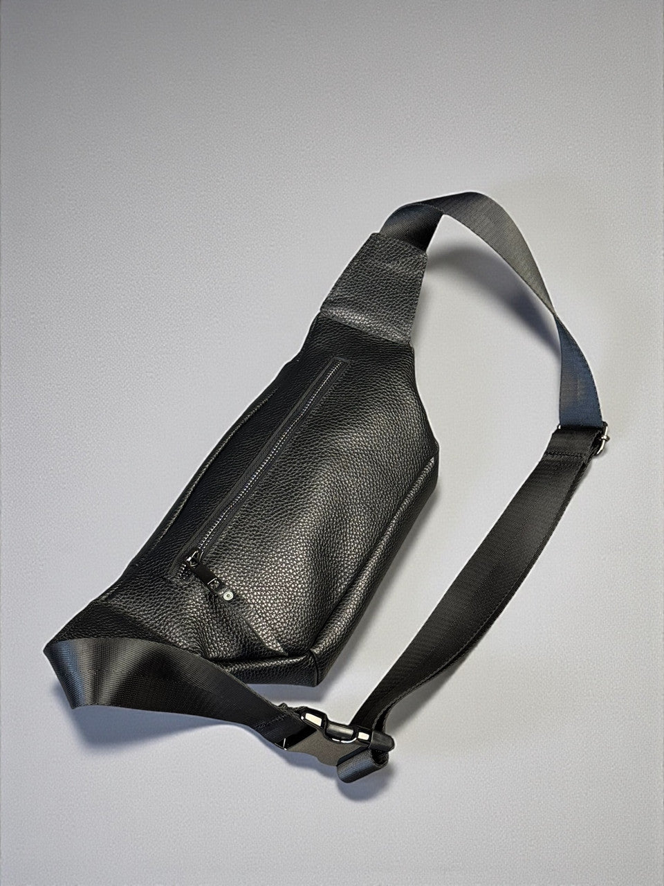 Handmade Mens Black Leather Waist Bag Fanny Pack Belt Bag Gift for Him