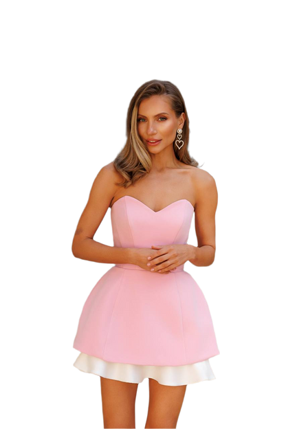 Premium Diagonal Crepe Corset Basque and Skirt Dress for Women