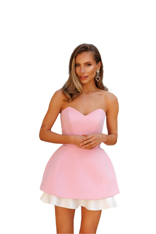 Premium Diagonal Crepe Corset Basque and Skirt Dress for Women