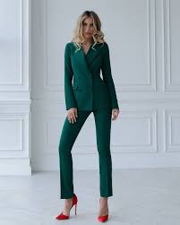 Women's Dark Green Angora Knit Two-Piece Suit
