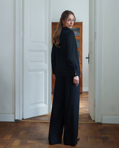 Womens Viscose Twill Shirt and Elastic Waist Pants Suit