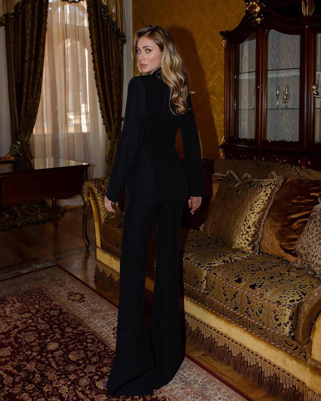 Premium Diagonal Crepe Women's Suit Black