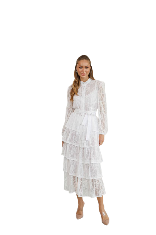 Women Lace Dress with Shorts Included in Milk and Black
