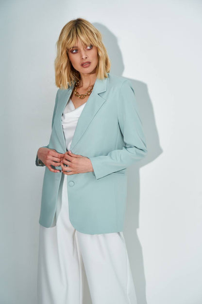 Womens Light Blue Diagonal Suiting Crepe Jacket