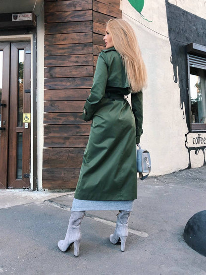 Stylish Cotton Trench Coat for Women with Pockets and Belt Slim Fit Outerwear