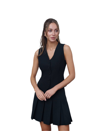 Black Premium Crepe Diagonal Mini Skirt for Women