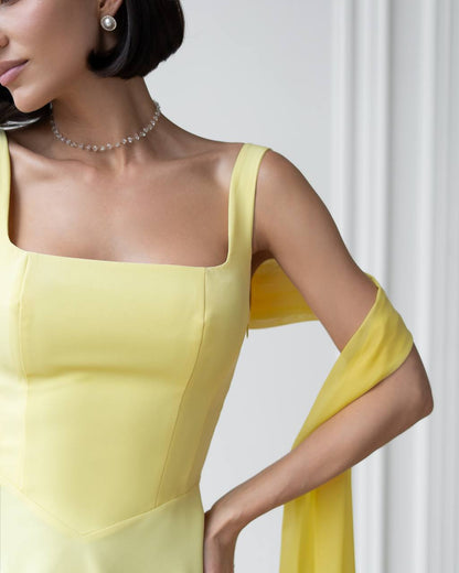 Elegant A-Line Dress in Premium Suit Crepe-Diagonal Fabric