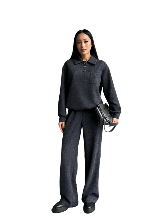 Womens Daniel Knitwear Suit Set Dark Grey