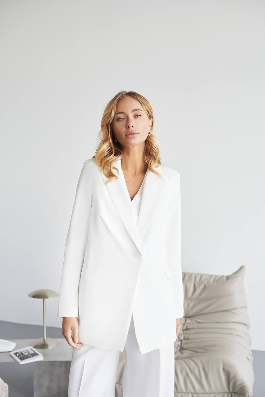 White Three Piece Womens Suit Premium Diagonal Crepe Lined Vest Jacket Trousers