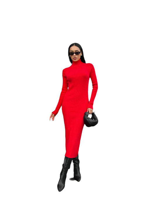 Seamless Midi Knitted Dress for Women with Stretch Fit