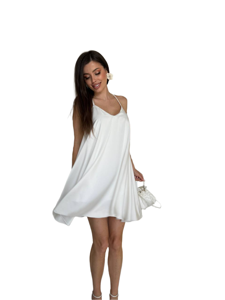 Elegant White Royal Satin Slip Dress for Women