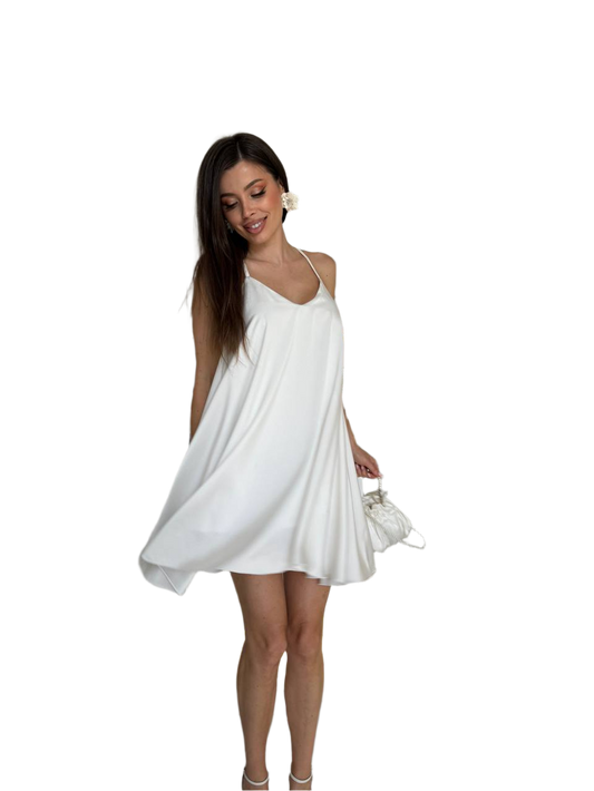 Elegant White Royal Satin Slip Dress for Women